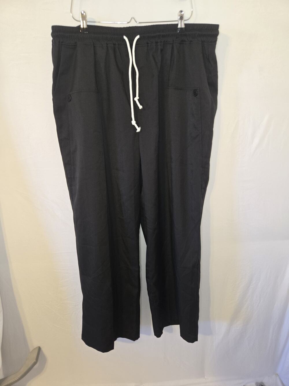 Coofandy US Big Mens Size 3X Drawstring Pants Black Lightweight Poly NWT